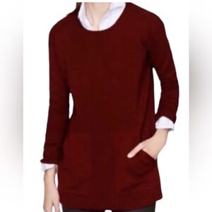 J Crew Merino Wool Burgundy Tunic Sweater XSmall Style